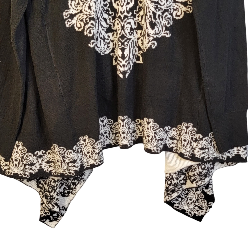 Napa Valley Black & White Light Weight Sweater Wrap Shawl Shrug Long Sleeves S - Picture 8 of 15